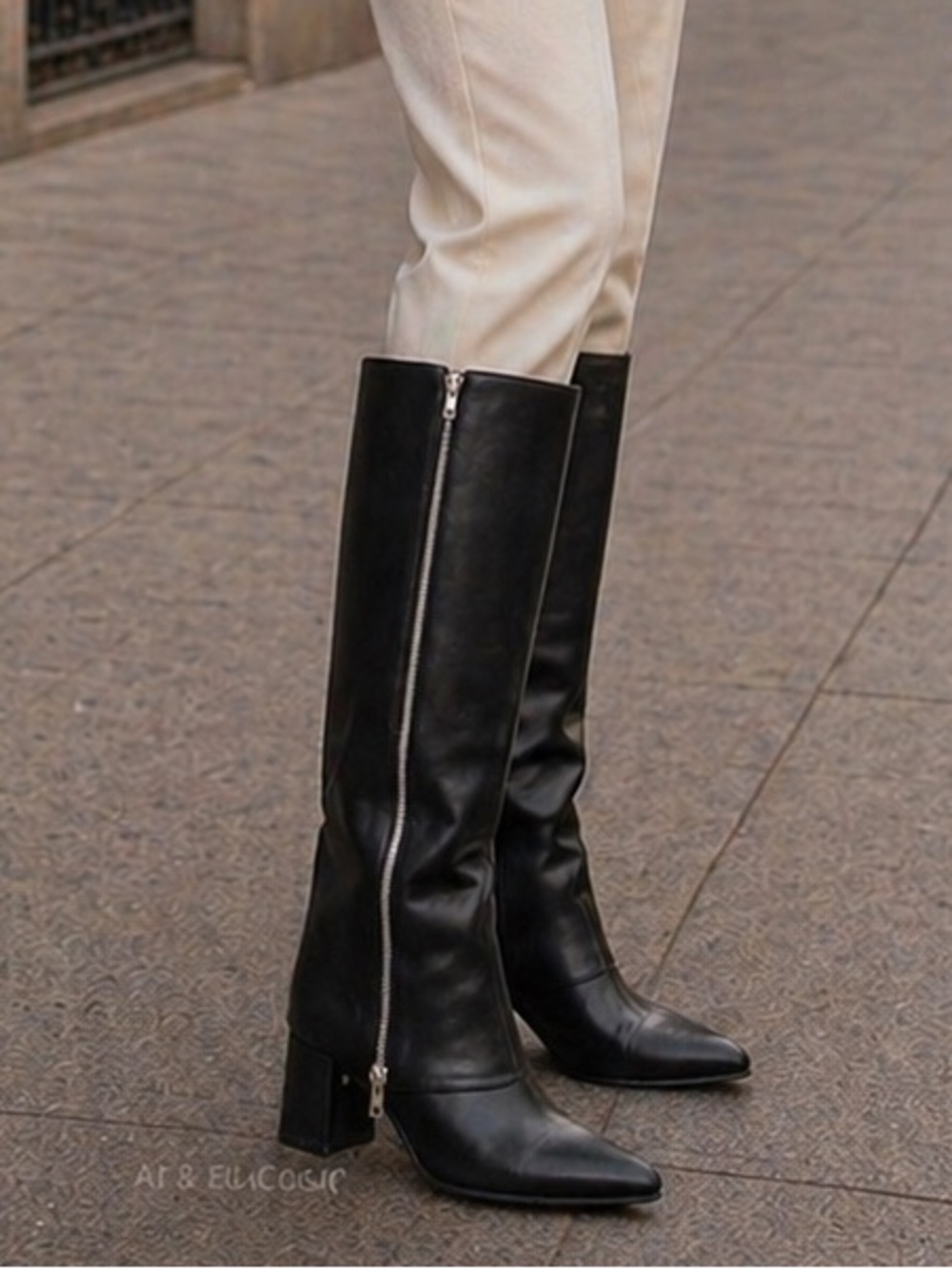 Scoop Black Knee-High Block Heel Boots | Dual Side Zippers | Women’s 7 | NWT